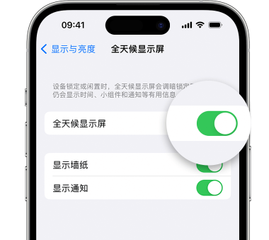 小金苹果15预约维修分享iPhone15如何设置全天候显示屏幕可见 